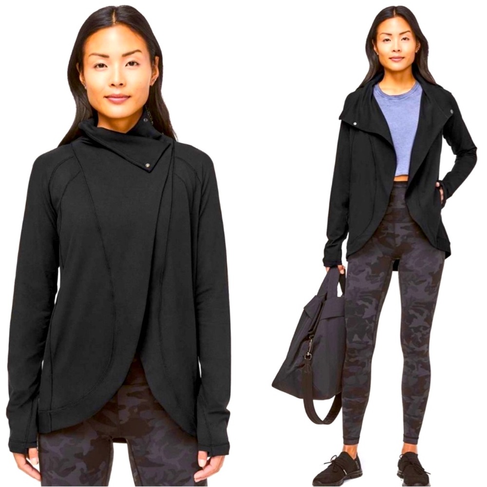 Lululemon Black Womens 8 Jacket Cardigan Sweater Snap Button Closure
